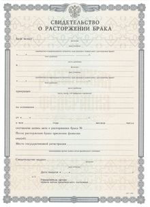 Свидетельство о разводе с 2010 по 2025 годы